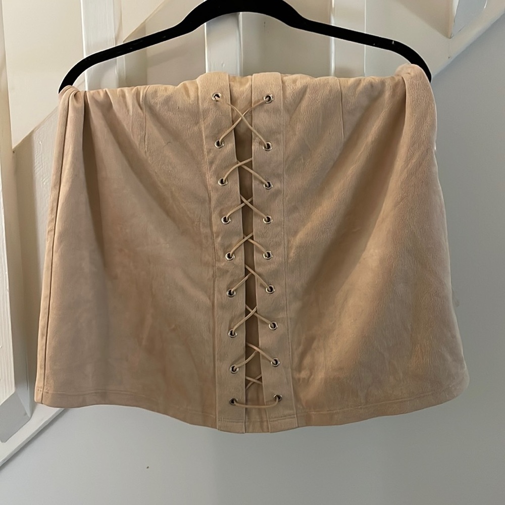 Suede tan mini skirt